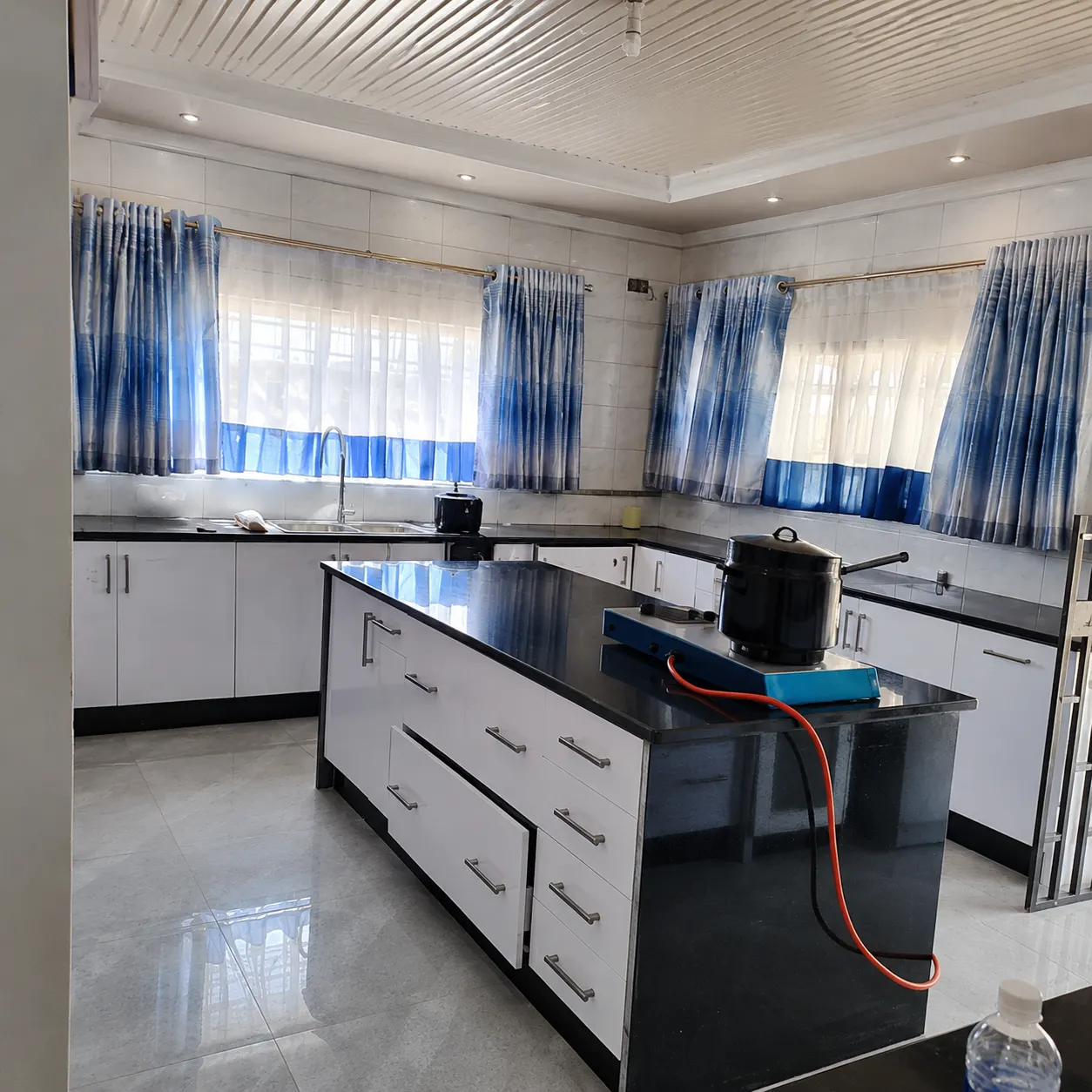 Kitchen with blue accents
