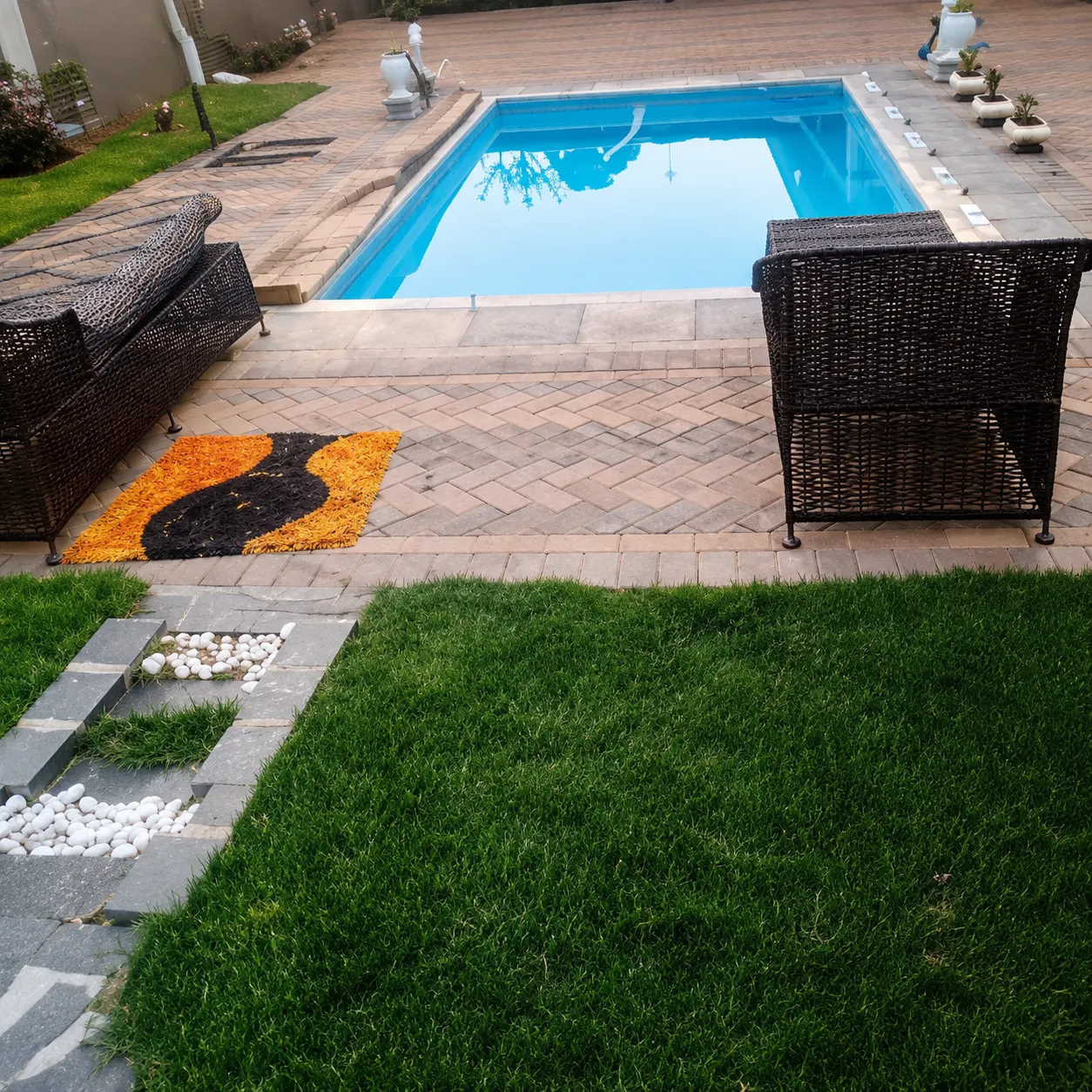 Elegant pool patio and paving